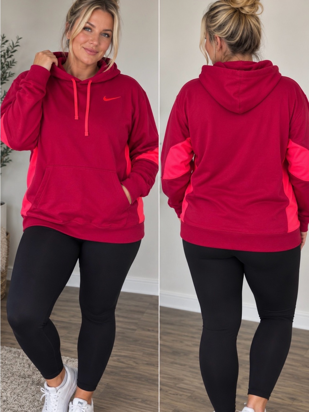 Nike Women's XL Raspberry Red Pullover Hoodie like new